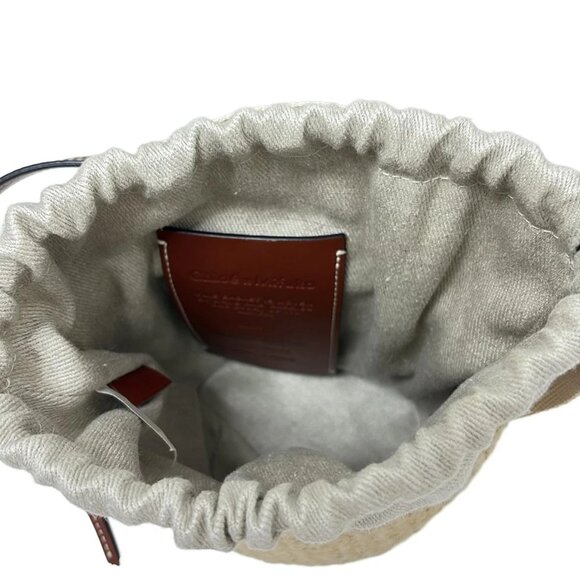 Chloe Woody Small Basket Beige Dark Brown Natural Fiber Shoulder Bag 556-081725 - Picture 6 of 8